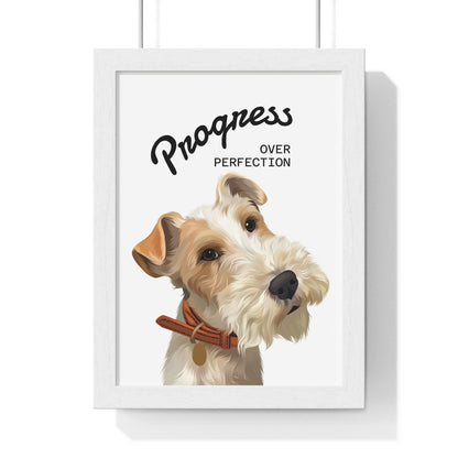 Motivational Dog Poster, Progress Over Perfection Wall Art, Cute Dog Decor, Inspirational Gift for Pet Lovers, Home Office Decoration