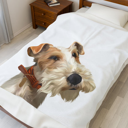 Cozy Pet Portrait Velveteen Plush Blanket | Dog Lover Gift, Home Decor, Snuggle Blanket, Wedding Present, Personalized Blanket